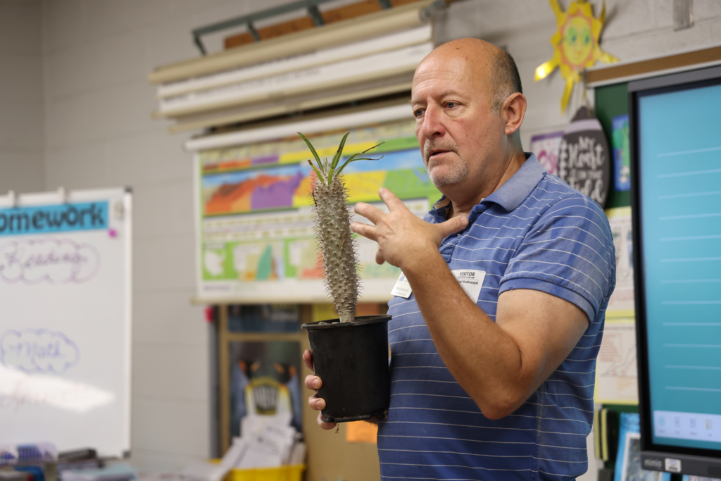 presenter demonstrates master gardening for STEAM day