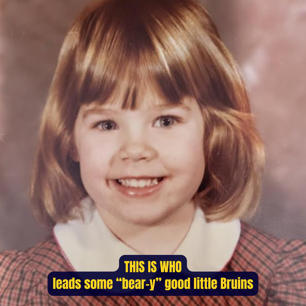 Highlighting Kindergarten enrollement with a picture of a principal as a child: "This is who leads some 'bear-y good little bruins"