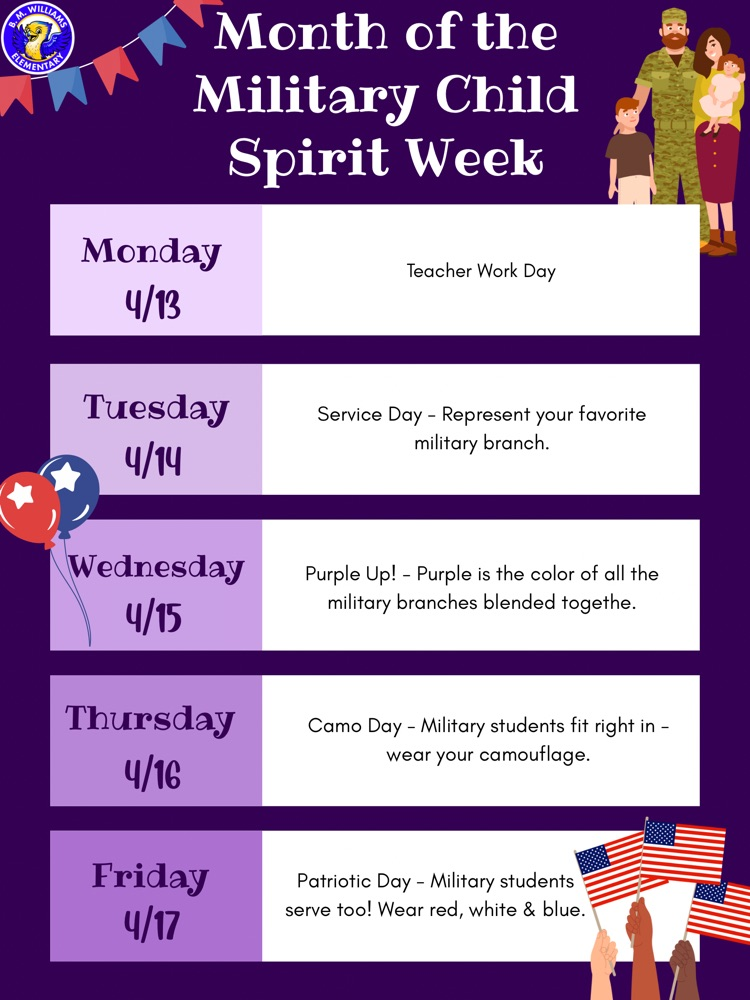 spirit wear calendar 