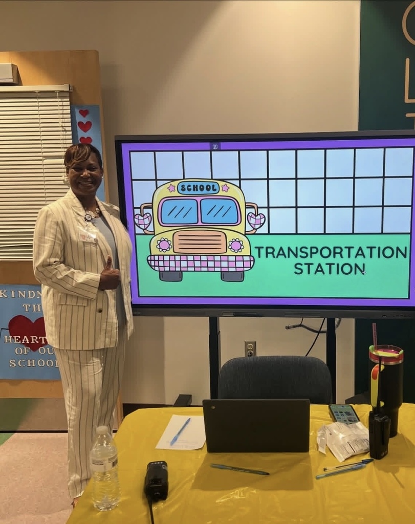 Ms. Baker-Hardison gearing up for a new school year at the transportation station at Meet and Greet!