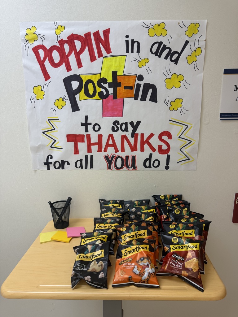Poppin in and post-it to say thanks for all you do sign and popcorn for staff to appreciate the assistant principal