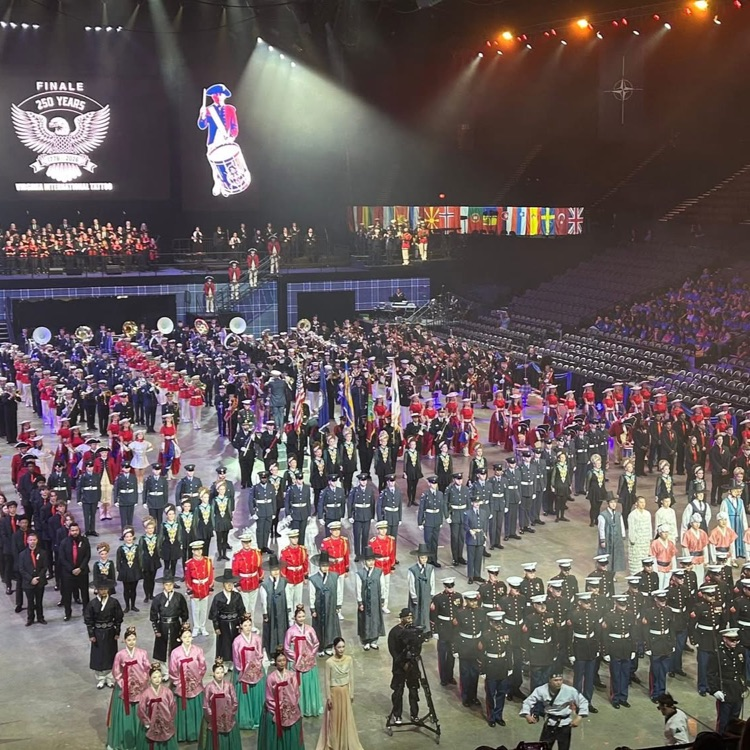 members of the Virginia international tattoo in formation 