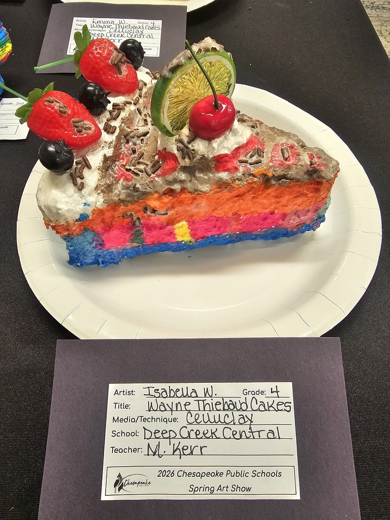 Student artwork on display - Ceramic piece of pie
