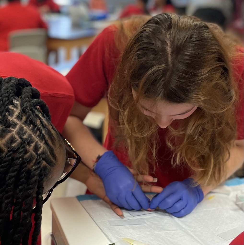 students collecting a blood sample
