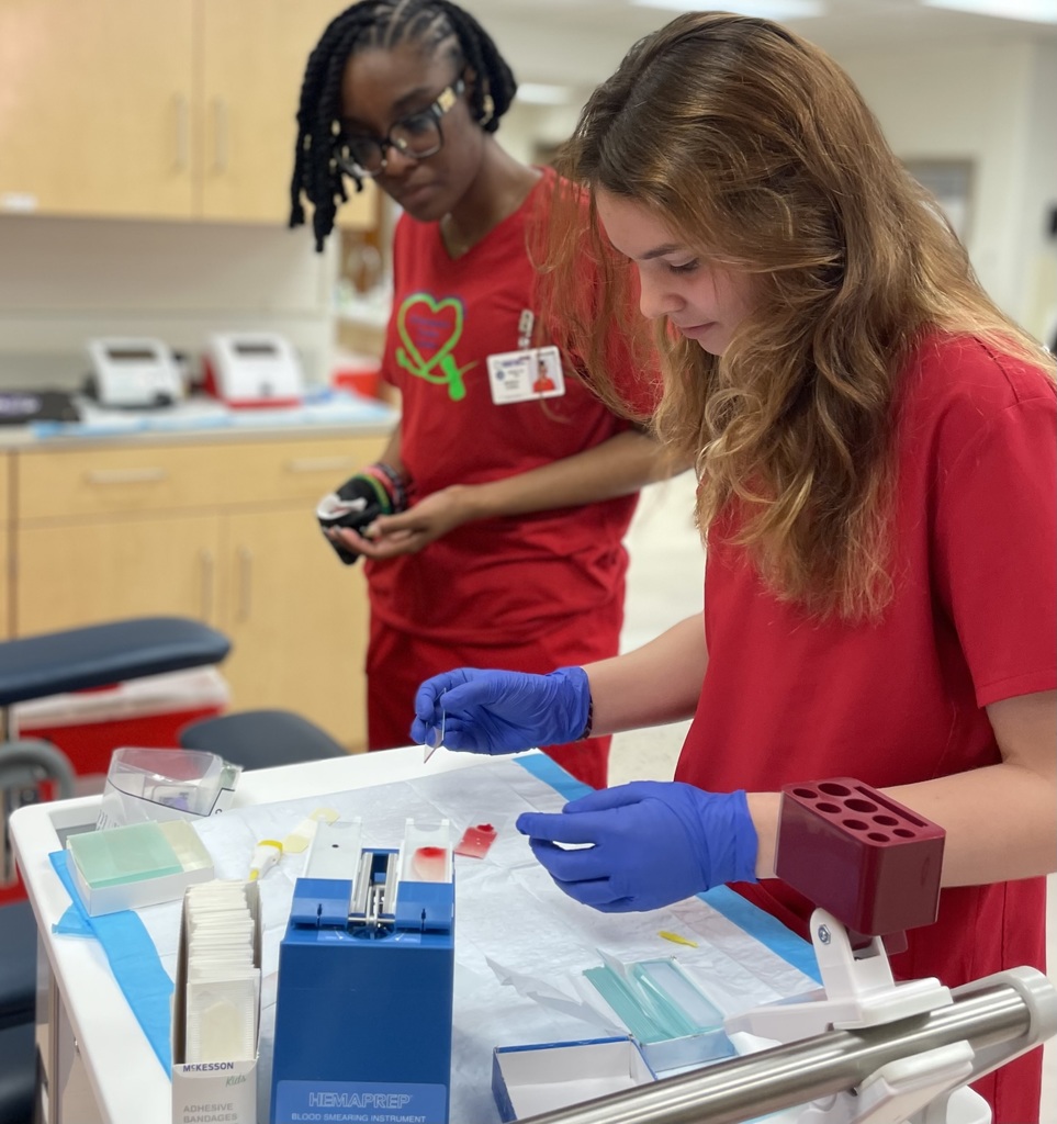 students setting up a blood smear tray