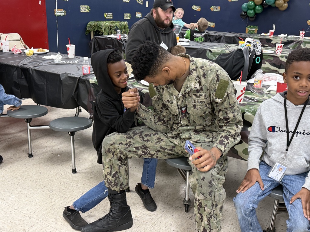 military members and their students at the camo and Coffee event