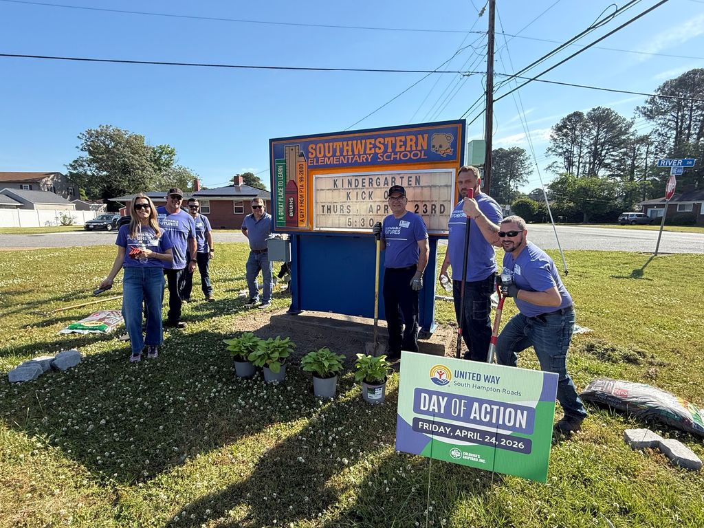 volunteers gardening at swe