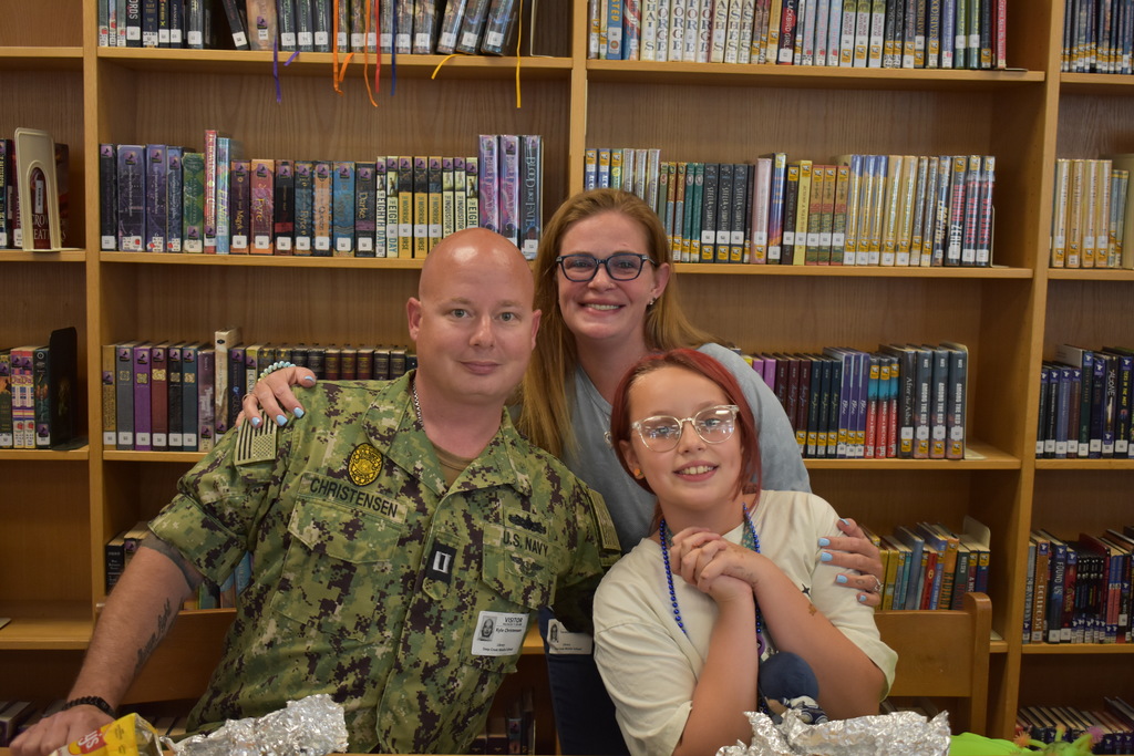 a group of parents and students enjoying the military luncheon