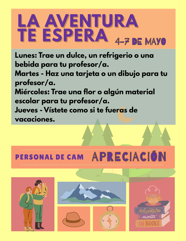spanish version of camelot's teacher appreciation week flyer