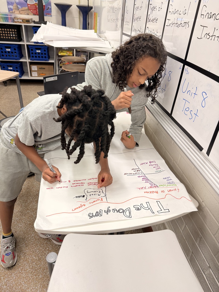 6th grade students working on a civics project. 