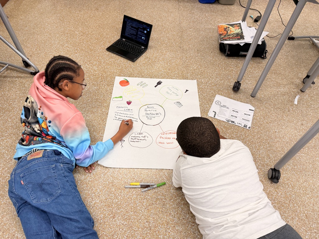 6th grade students working on a civics project. 