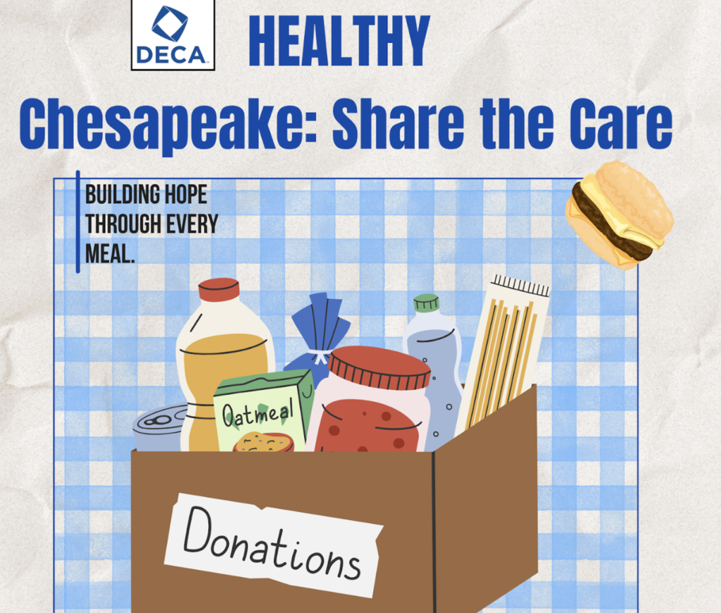 Decorative images to announce a donation drive to benefit local residents