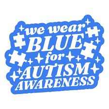 Decorative image to encourage our community to wear blue for autism awareness