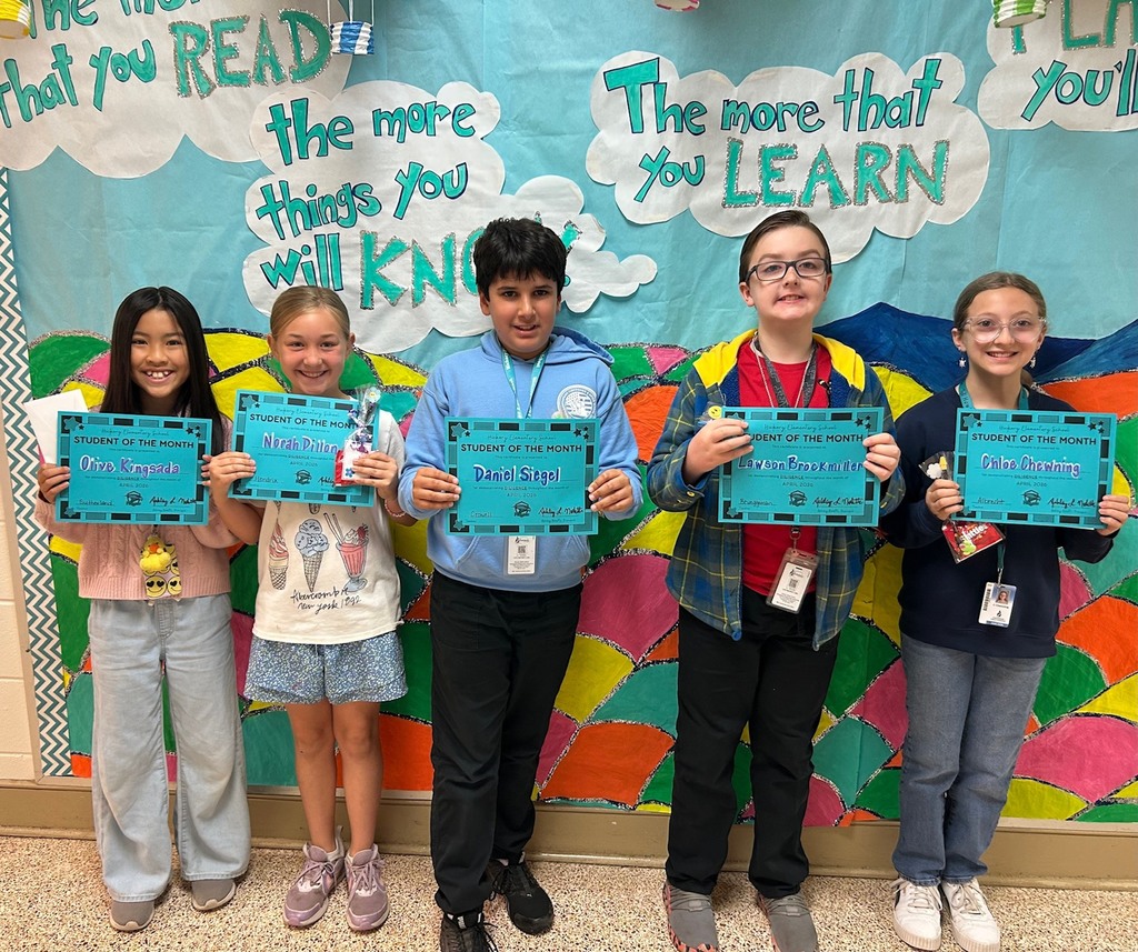 Fourth Grade students of the month for diligence