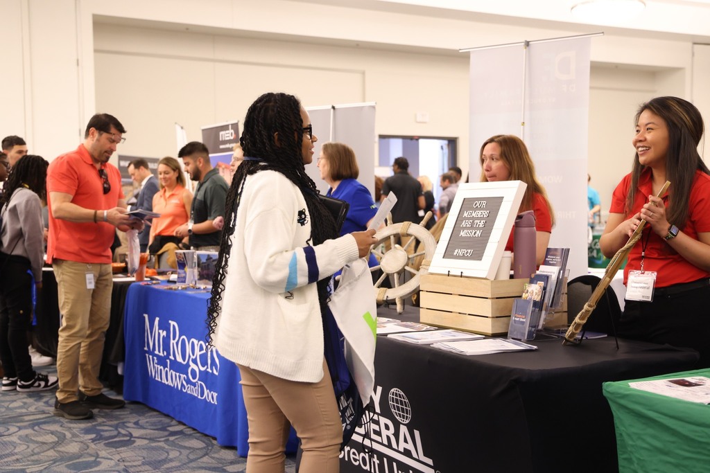 Students gather at the Beyond the Diploma event to ask questions of employers