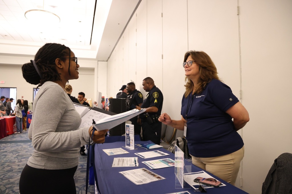 Students gather at the Beyond the Diploma event to ask questions of employers
