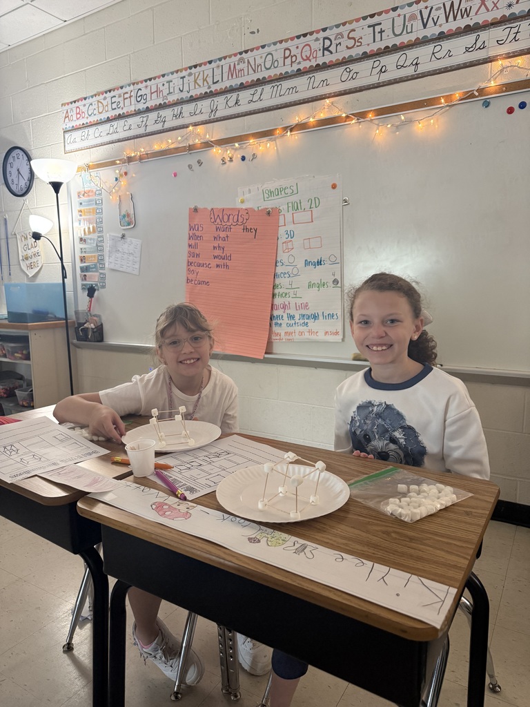 Mrs. Charlton's Class creating plane and solid figures with toothpicks and marshmallows. So much fun!  