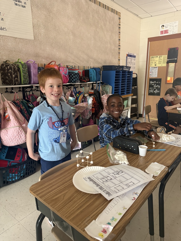 Mrs. Charlton's Class creating plane and solid figures with toothpicks and marshmallows. So much fun!  