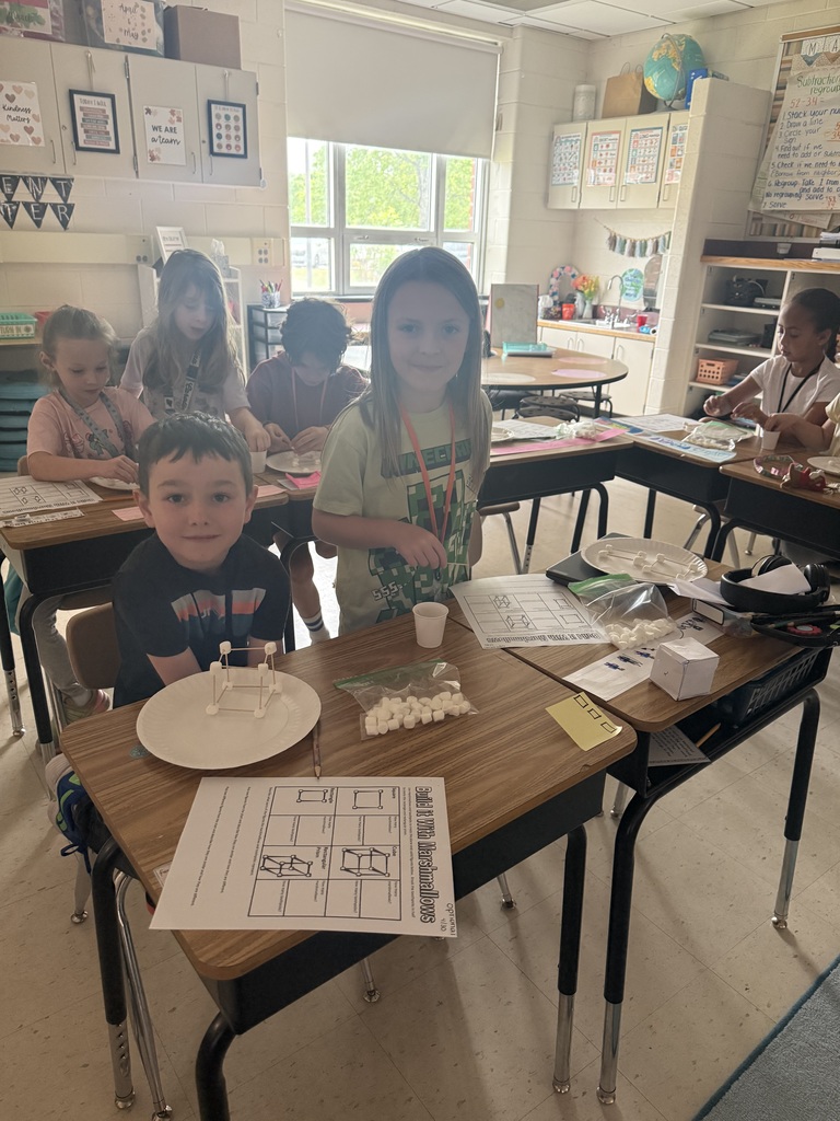 Mrs. Charlton's Class creating plane and solid figures with toothpicks and marshmallows. So much fun!  
