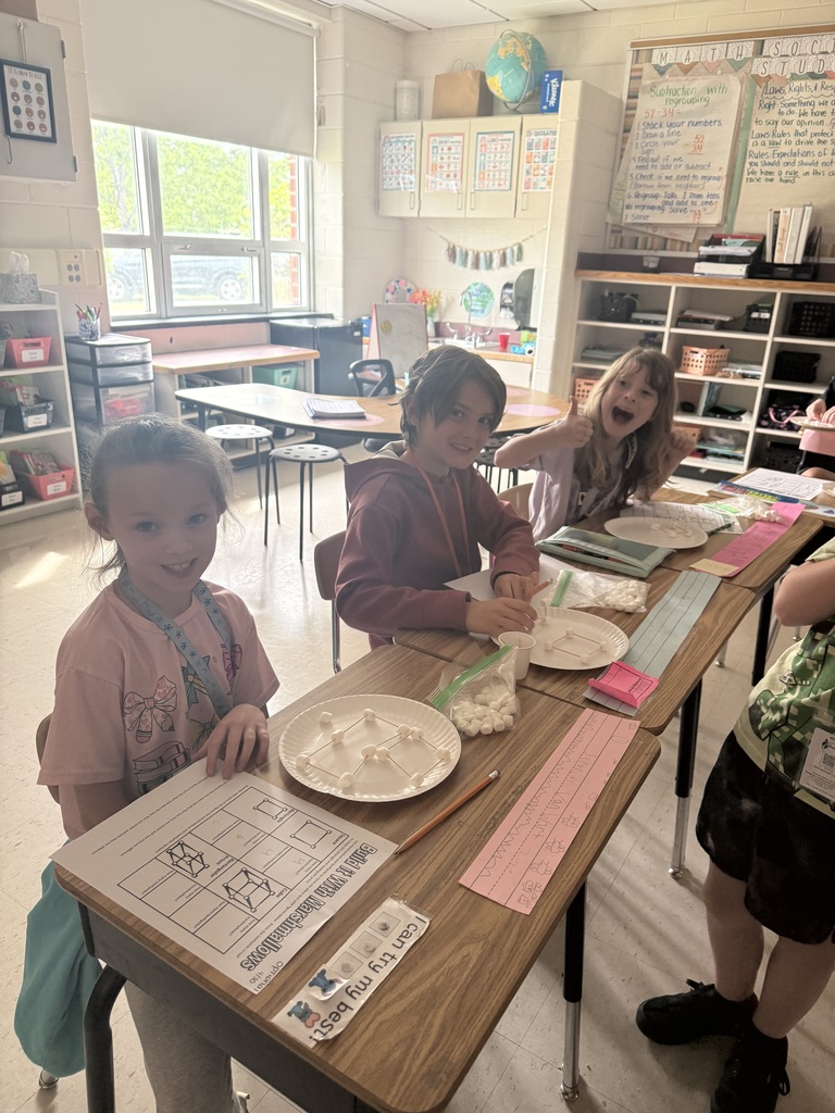 Mrs. Charlton's Class creating plane and solid figures with toothpicks and marshmallows. So much fun!  