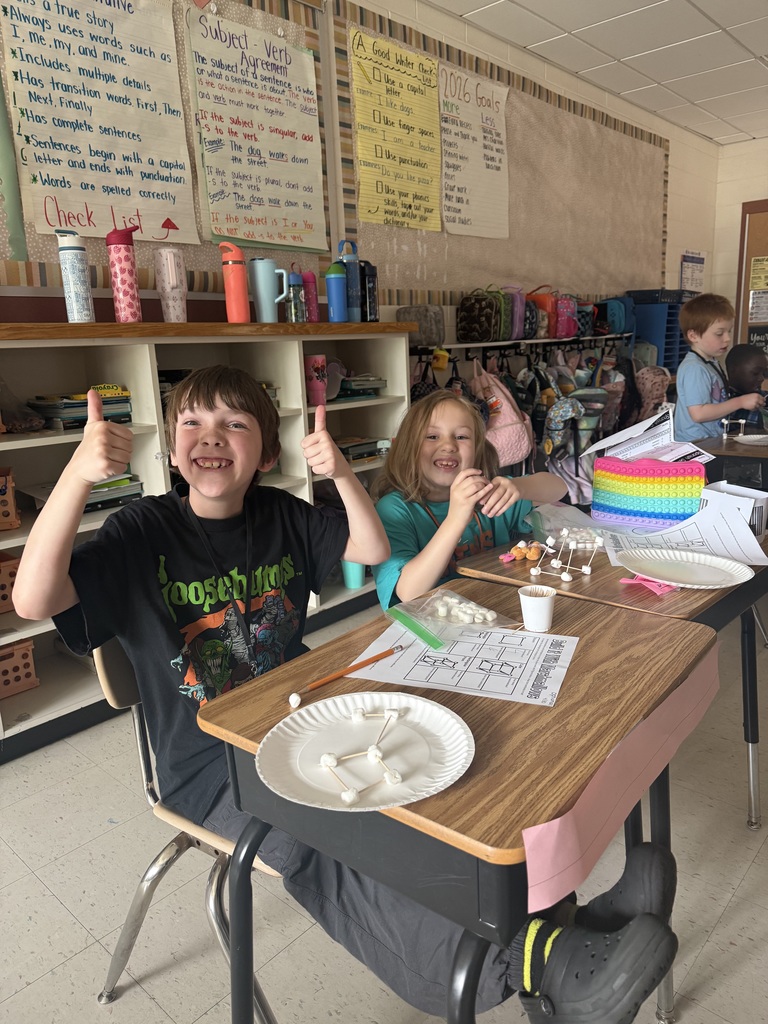Mrs. Charlton's Class creating plane and solid figures with toothpicks and marshmallows. So much fun!  