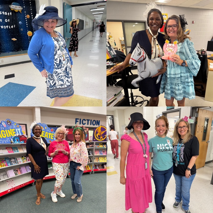 staffulty members dressed up in hats and their best Derby Day outfits 