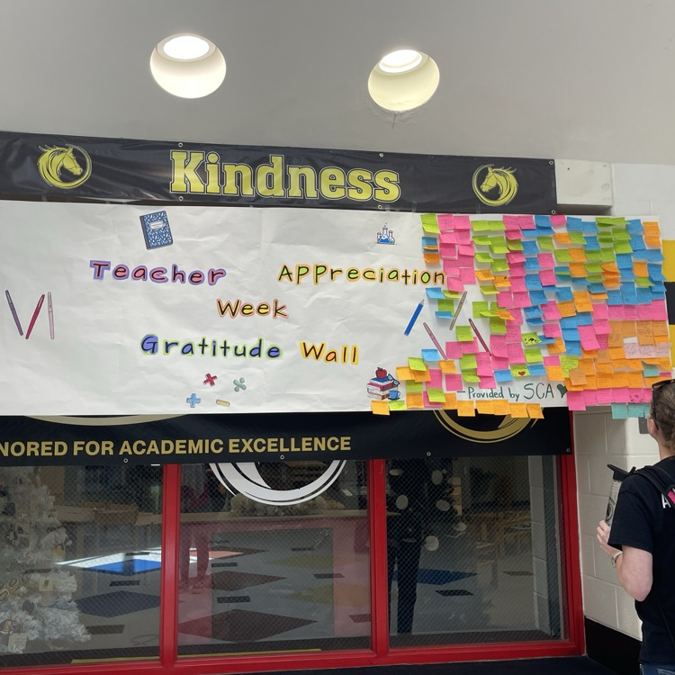 decorative display with sticky notes for teachers gratuity