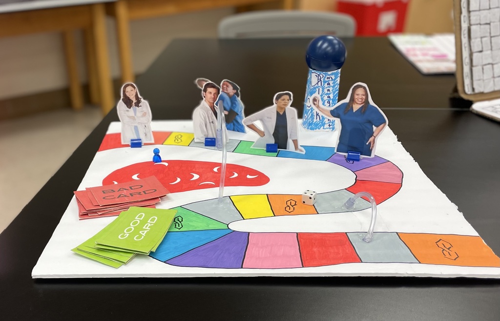Game boards created by med lab students