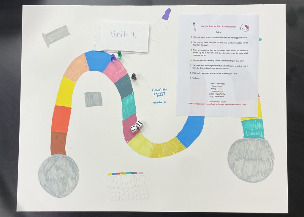 Game boards created by med lab students