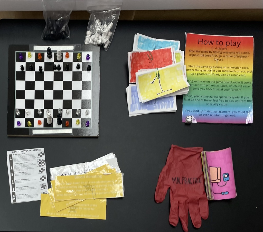 Game boards created by med lab students