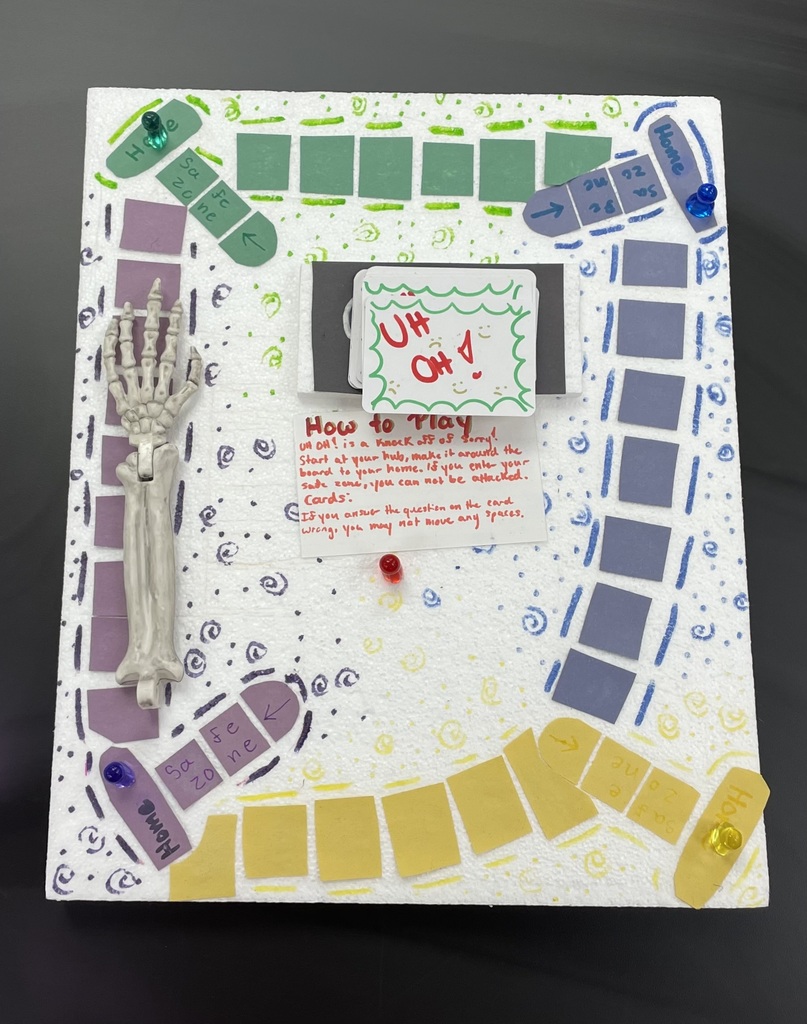 Game boards created by med lab students