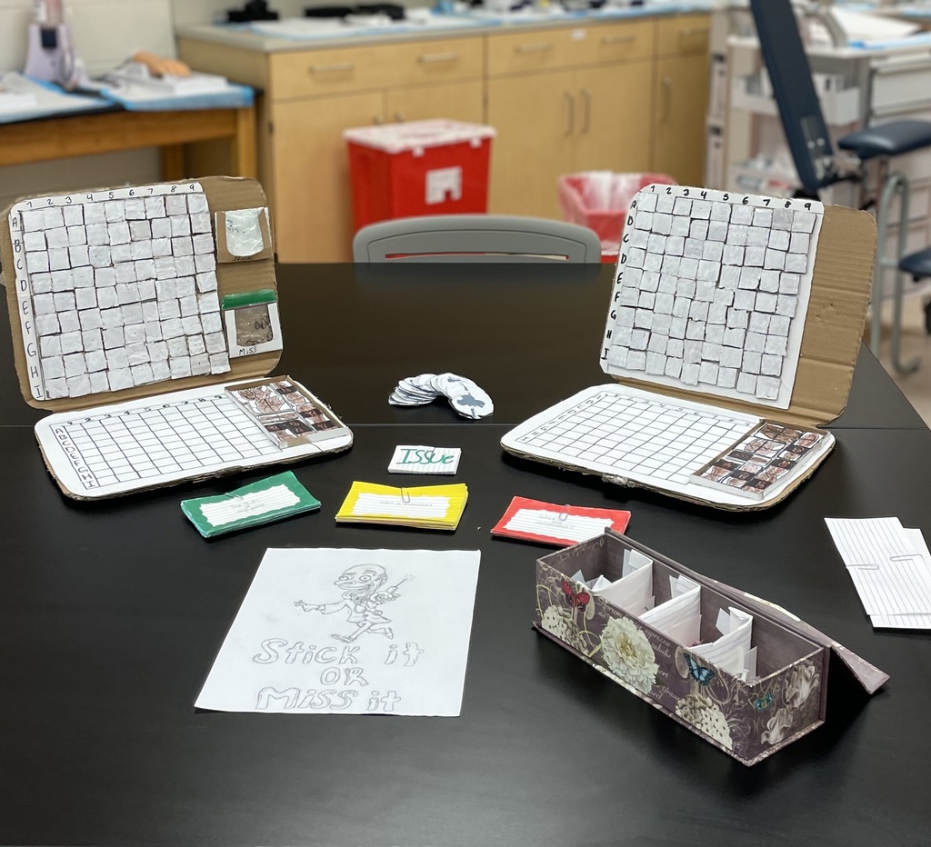 Game boards created by med lab students