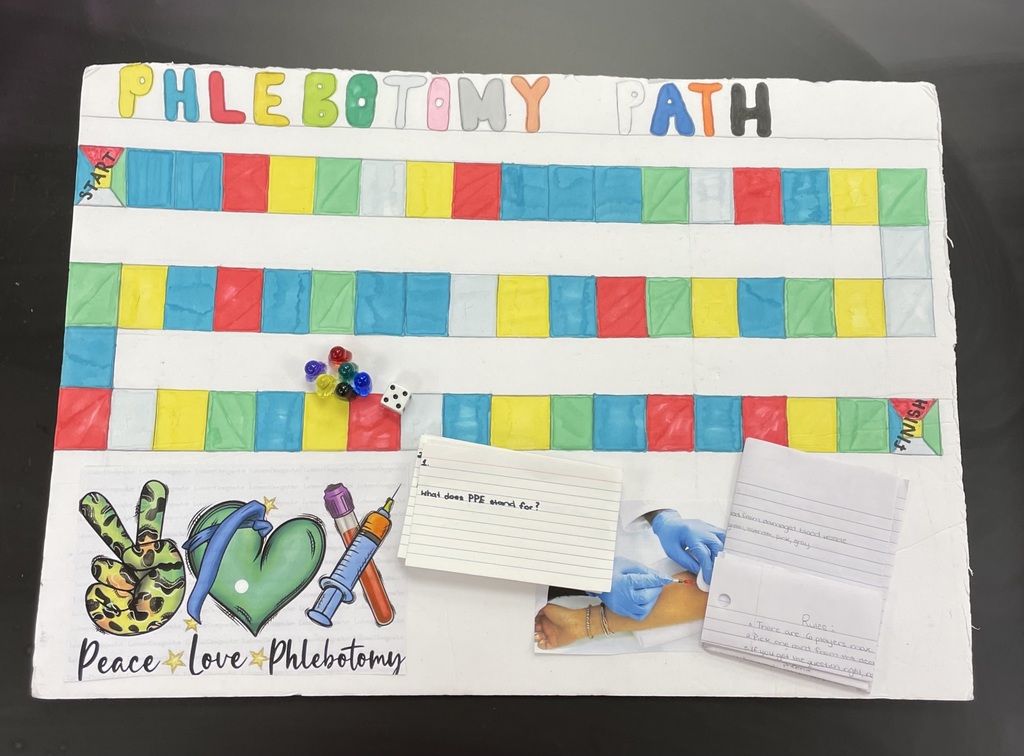 Game boards created by med lab students