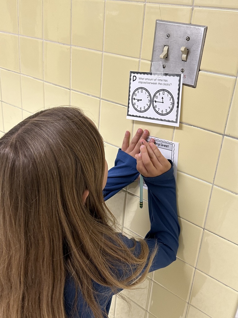 Students doing activity on wall