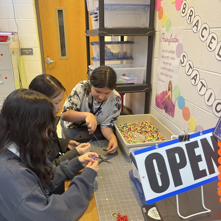 students in makerspace in the library