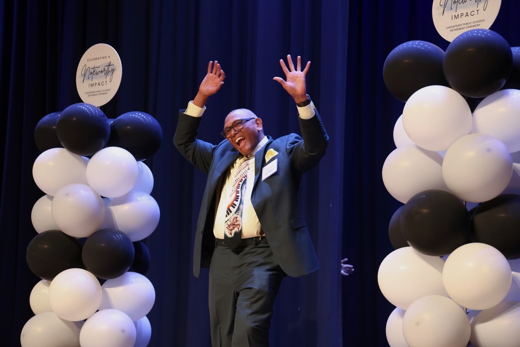 Retiree celebrating on stage!