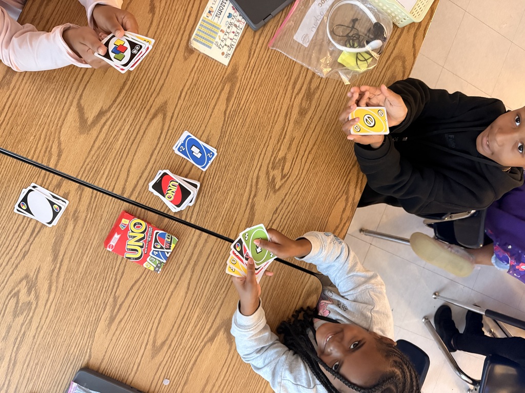 students play uno as part of PBIS "Game Day" Reward