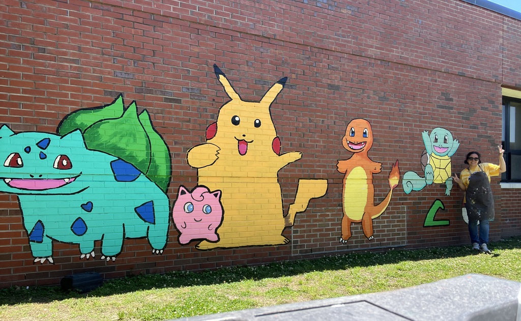 image of Pokemon painted in the courtyard
