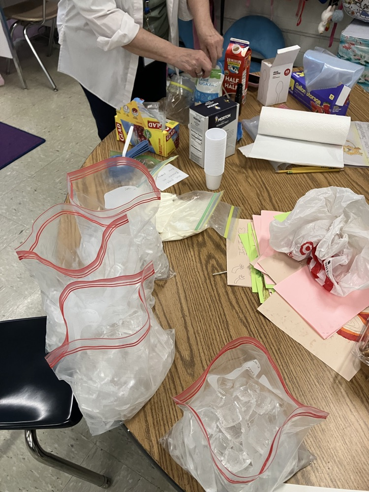 ice cream being prepared for kindergartners to create