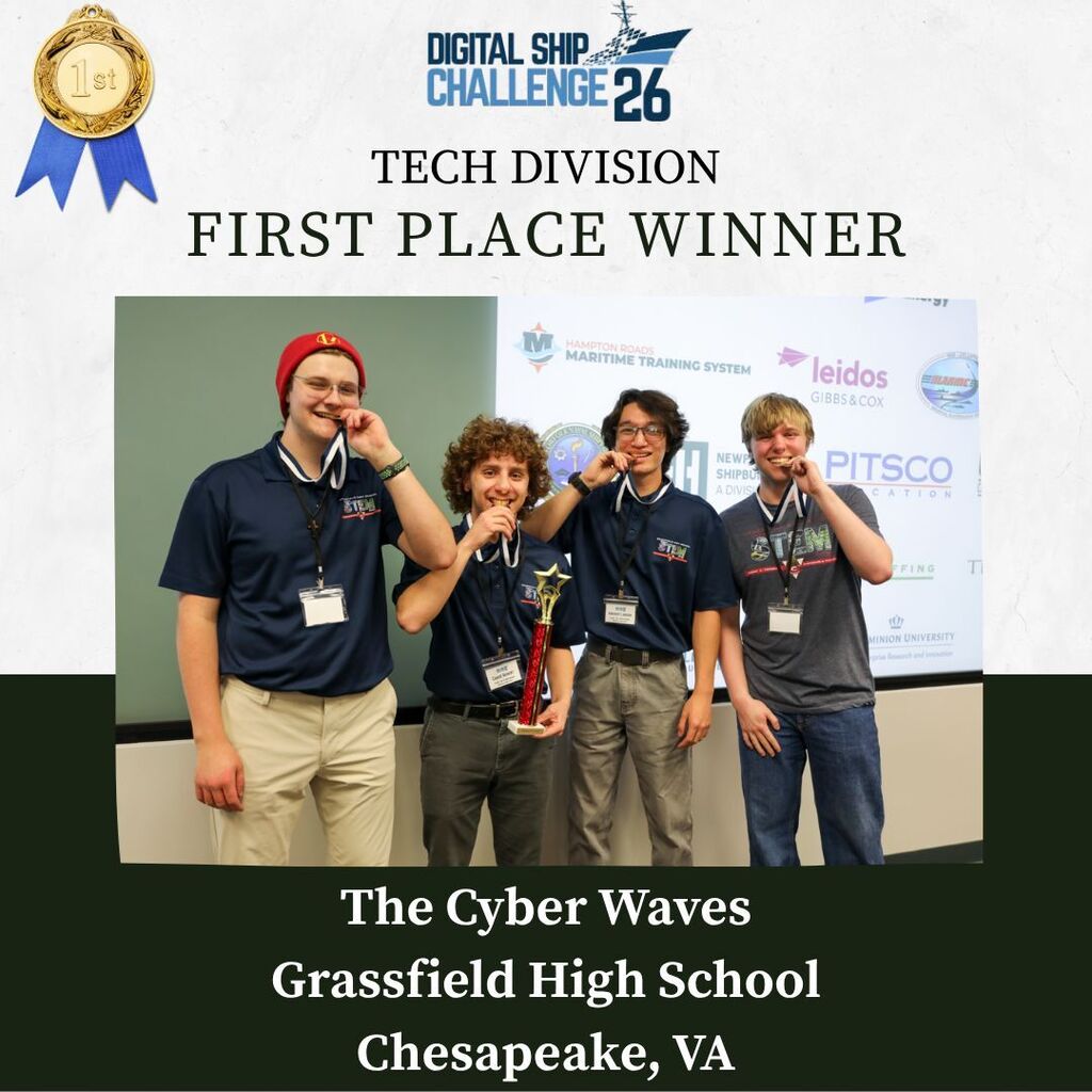 Celebrating wins at the Digital Ship Challenge with medals