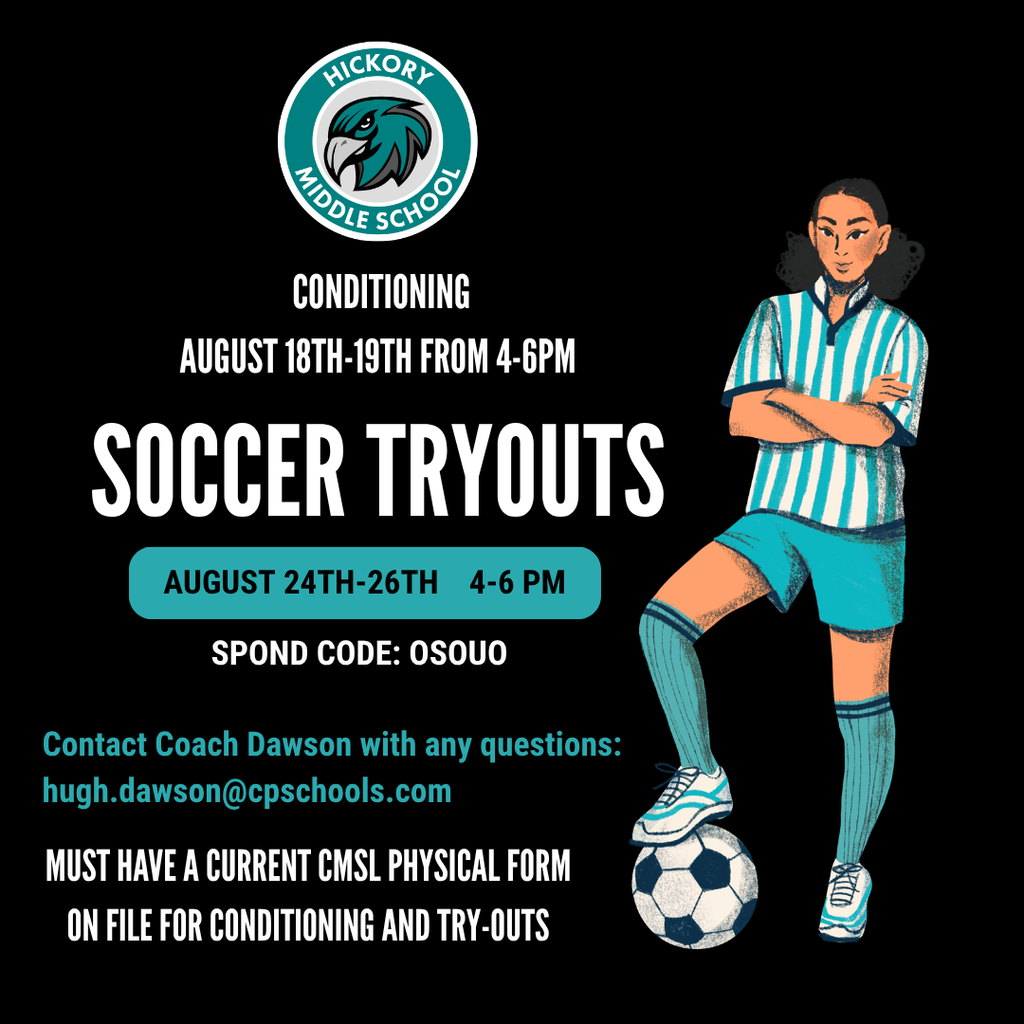Decorative image of a soccer player to announce girls soccer try-out information