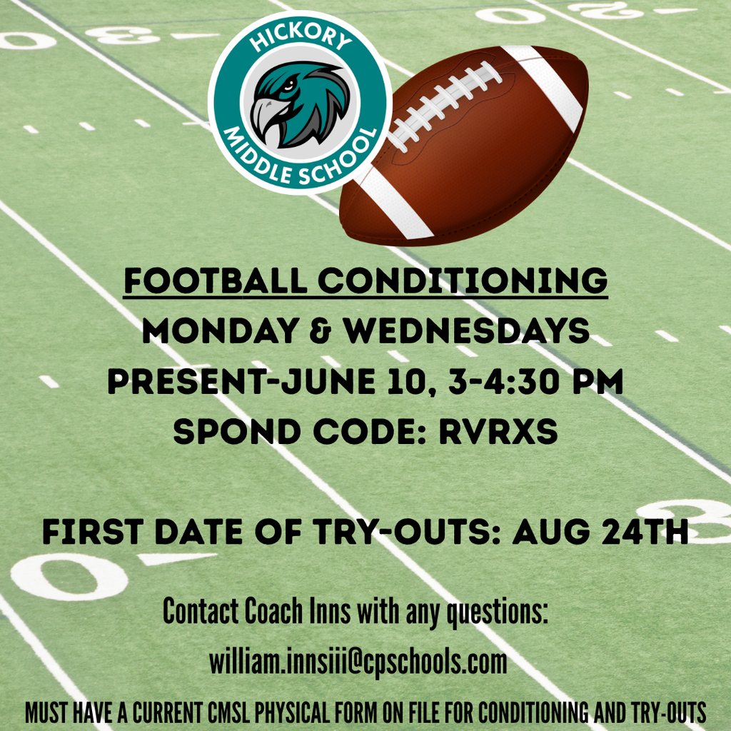 Decorative image of a football and football field to announce football  try-out information