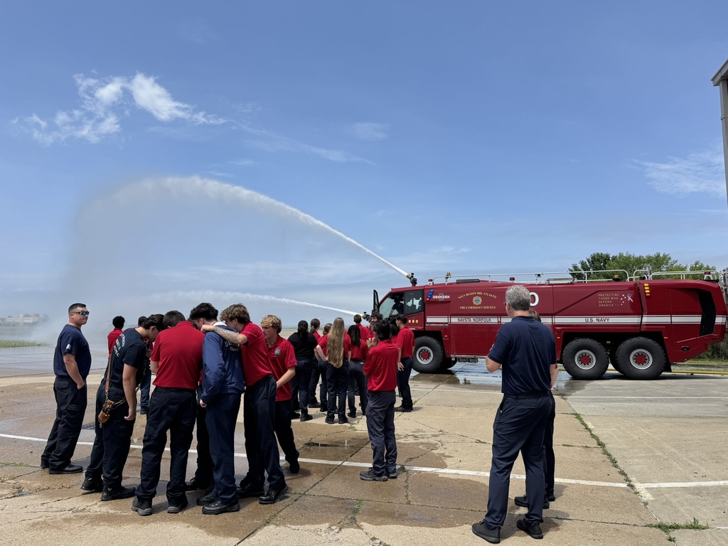 Firefighting students on a field trip to Naval Station Norfolk