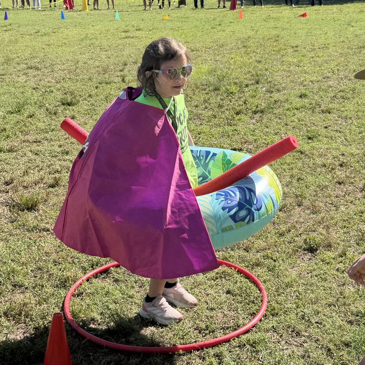 A student ready for their relay on field day