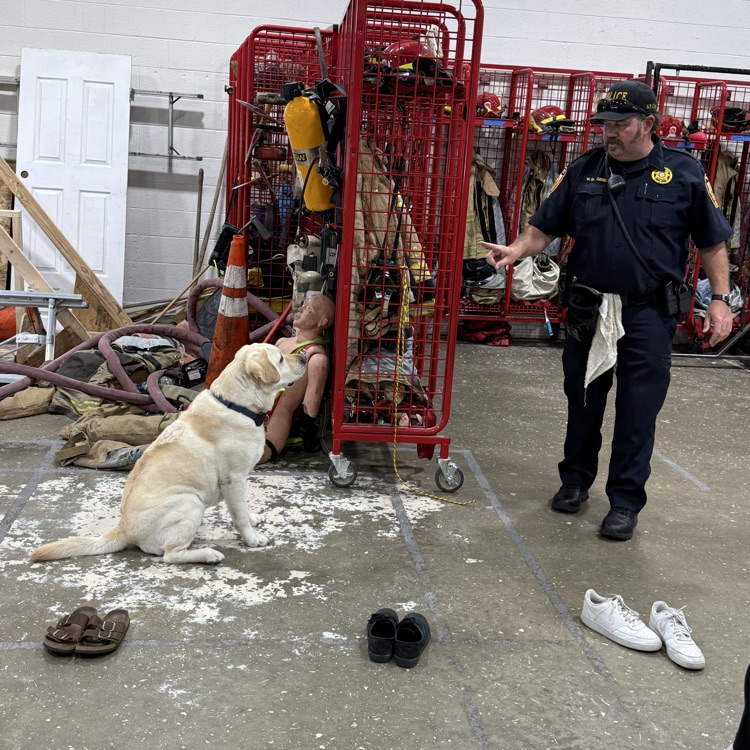 chino the fire dog and his handler