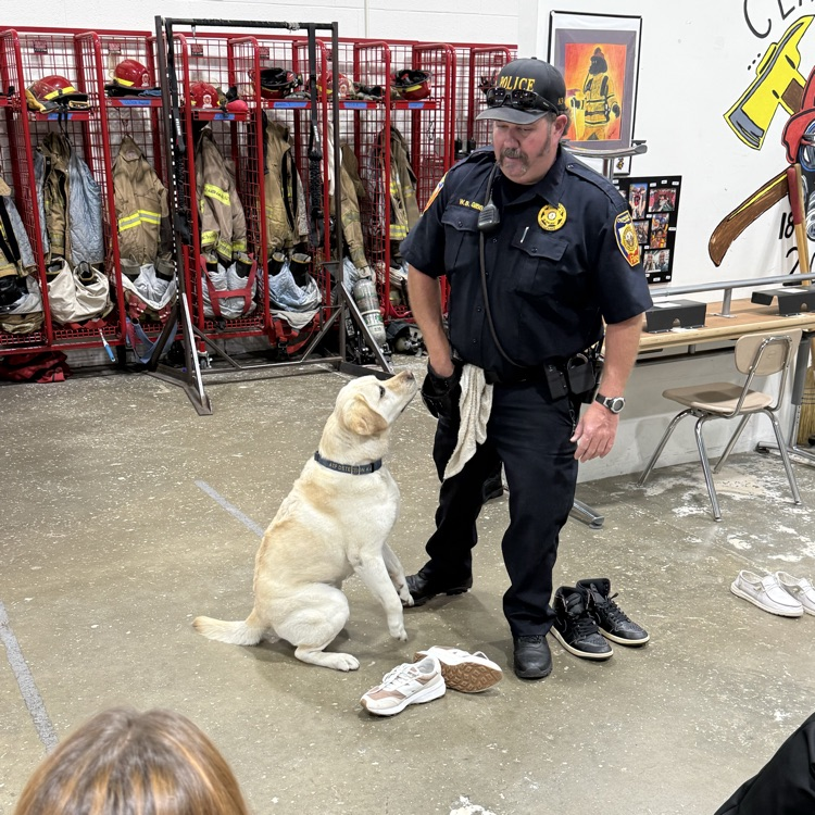 chino the fire dog and his handler