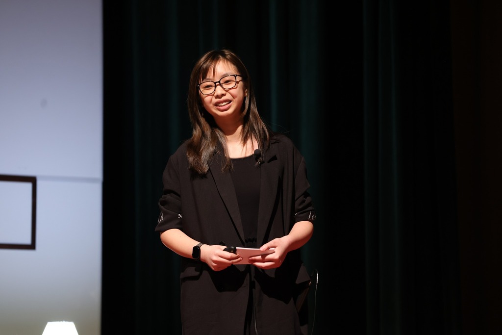 Student smiling after giving her TEDx talk.