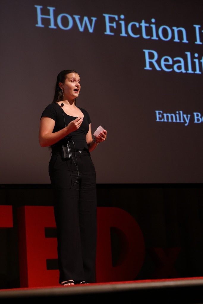 Student giving her TEDx talk.