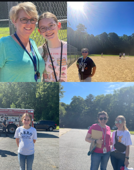stunts celebrating 6th grade field day smiling outside