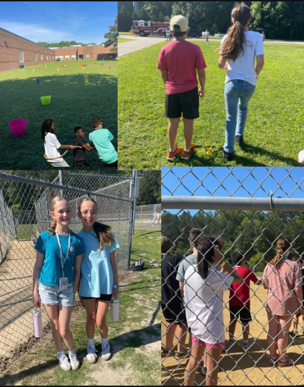 stunts celebrating 6th grade field day smiling outside